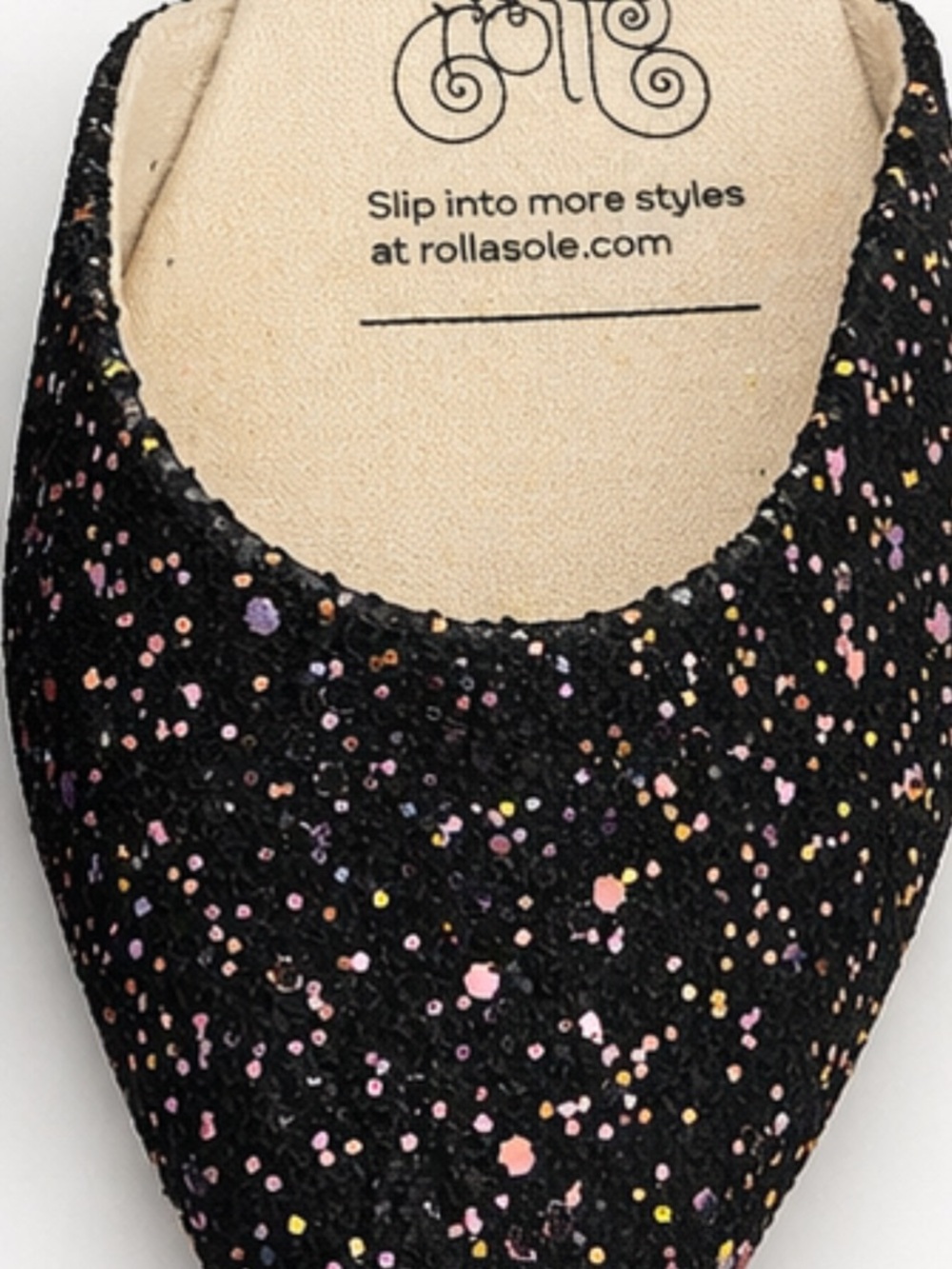 Rollasole Glitter D’Orsay Flats Womens Size Small 5.5-6 Black Sparkle Shoes - Picture 3 of 5